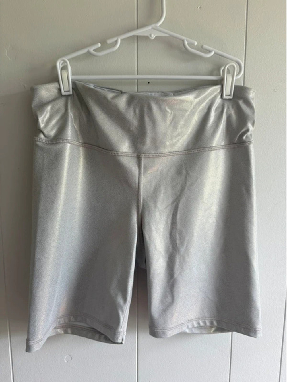 Womens M Silver Shimmery GAP Biker Shorts